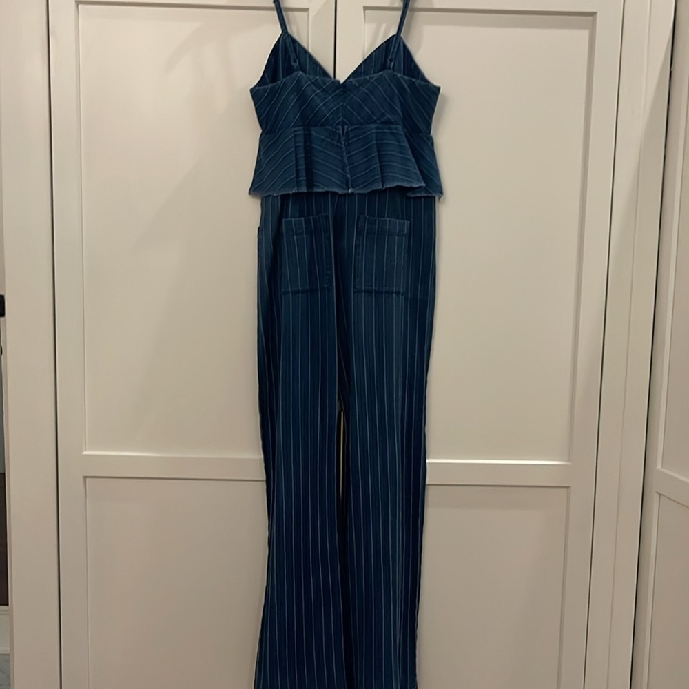 Anthropologie Denim Pinstripe Jumpsuit